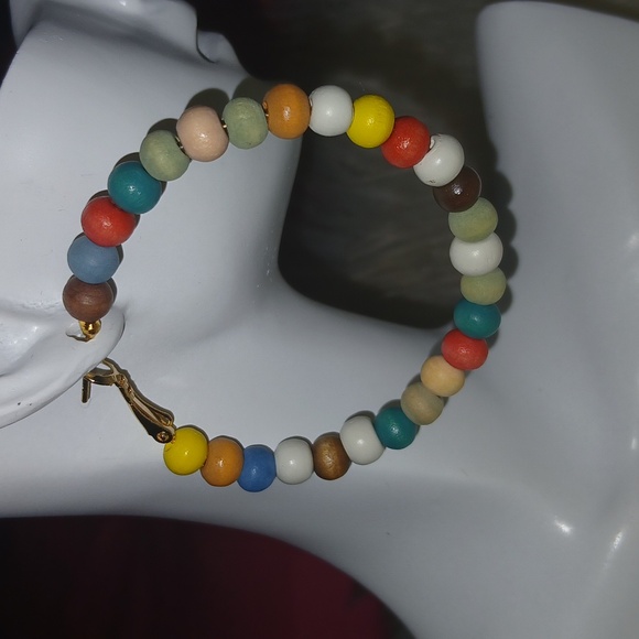 Wooden Beaded Earrings Minimalist Earrings Fashion Earrings Statement Earrings - Picture 3 of 5